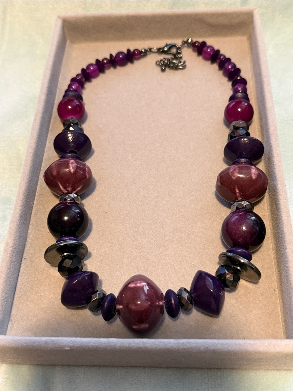 Purple Bead Statement Necklace - Unbranded